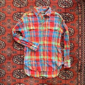 LAUREN Ralph Lauren Women's S Multicolor Soft Gauze Button Front Shirt